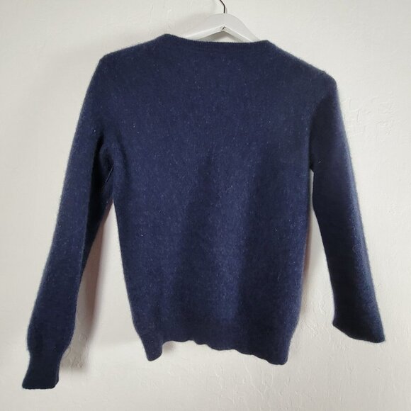 Cashmere Club Room Luxury Sweater Womens Medium Blue Cashmere Pullover V-neck - Picture 2 of 7